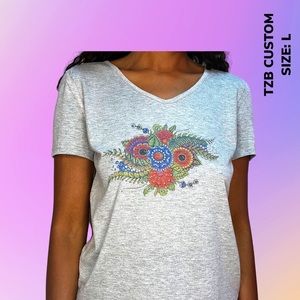 TZB custom floral active vneck